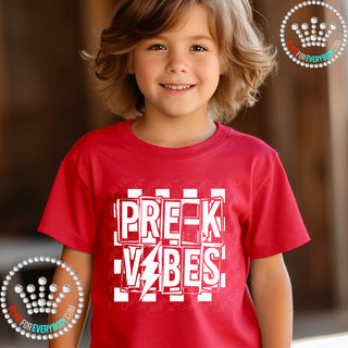 Prek Vibes White Graphic Print Unisex Short Sleeve Tee #27439
