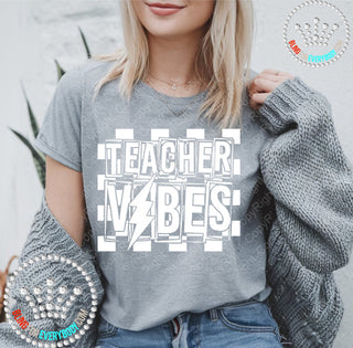 Teacher Vibes White Graphic Print Unisex Short Sleeve Tee #27441