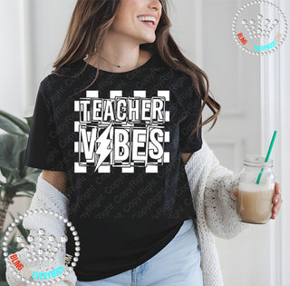Teacher Vibes White Graphic Print Unisex Short Sleeve Tee #27441