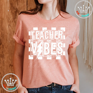 Teacher Vibes White Graphic Print Unisex Short Sleeve Tee #27441