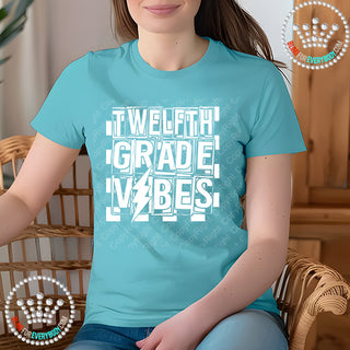 Twelfth Grade 12 Vibes White Graphic Print Unisex Short Sleeve Tee #27442