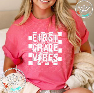 First Grade Vibes 1st White Graphic Print Unisex Short Sleeve Tee #27445