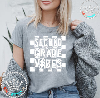 Second Grade Vibes 2 White Graphic Print Unisex Short Sleeve Tee #27448