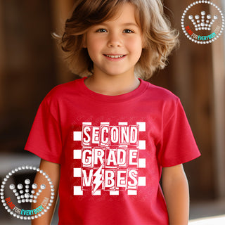 Second Grade Vibes 2 White Graphic Print Unisex Short Sleeve Tee #27448