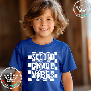 Second Grade Vibes 2 White Graphic Print Unisex Short Sleeve Tee #27448