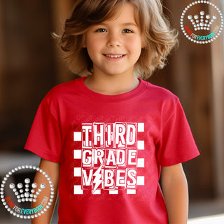 Third Grade Vibes 3 White Graphic Print Unisex Short Sleeve Tee #27452