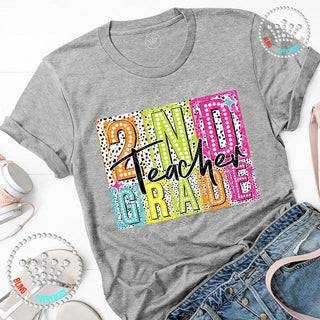 Second Grade Teacher Neon Dalmation Graphic Print Unisex Short Sleeve Tee #27454