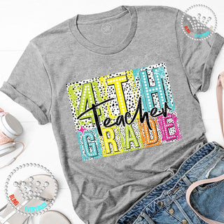 Fourth Grade Teacher Neon Dalmation Graphic Print Unisex Short Sleeve Tee #27456