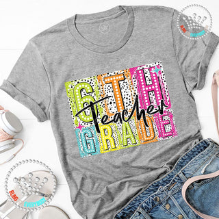 Sixth Grade Teacher Neon Dalmation Graphic Print Unisex Short Sleeve Tee #27458