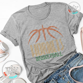 Hornets Basketball Arch Spangle Bling Tee #28471