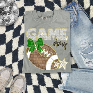 Football Game Day Green Bow