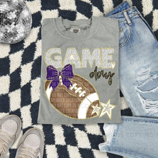 Football Game Day Purple Bow