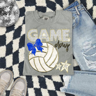 Volleyball Game Day Blue Bow