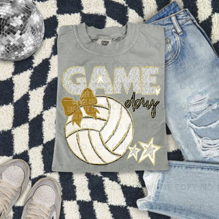 Volleyball Game Day Gold Bow