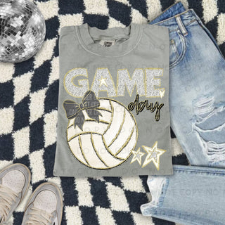 Volleyball Game Day Grey Bow