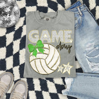 Volleyball Game Day Lime Bow