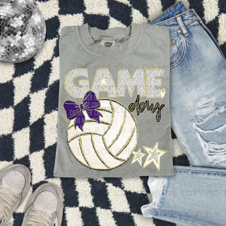 Volleyball Game Day Purple Bow