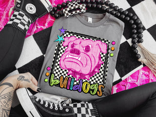 Pink Bulldogs Preppy Bright Spirit Wear Tee