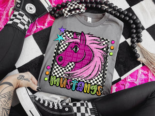 Pink Mustangs Preppy Bright Spirit Wear Tee