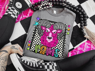 Pink Rams Preppy Bright Spirit Wear Tee