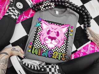 Pink Wildcats Preppy Bright Spirit Wear Tee