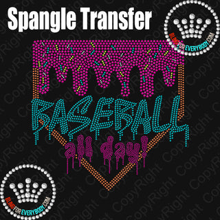 Baseball All Day Drip Pink Teal Spangle Transfer #29894
