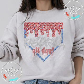Baseball All Day Drip Red White Blue Spangle Transfer #29894B