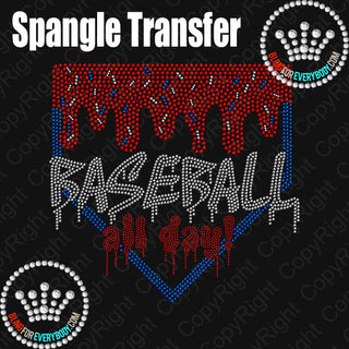 Baseball All Day Drip Red White Blue Spangle Transfer #29894B