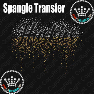 Huskies Scatter with Drip Straight Split Spangle Transfer #29907A