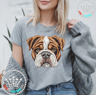 Bulldog Faux Bling Graphic Print Unisex Short Sleeve Tee #29933