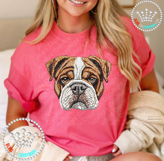 Bulldog Faux Bling Graphic Print Unisex Short Sleeve Tee #29933