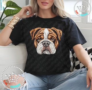 Bulldog Faux Bling Graphic Print Unisex Short Sleeve Tee #29933