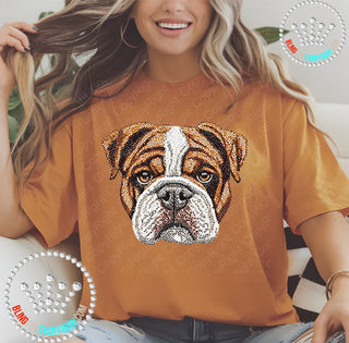 Bulldog Faux Bling Graphic Print Unisex Short Sleeve Tee #29933