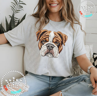 Bulldog Faux Bling Graphic Print Unisex Short Sleeve Tee #29933