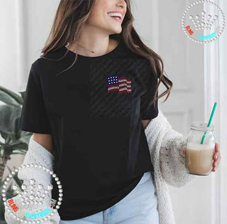 American Flag POCKET Wave or Heart Spangle Transfer #30132