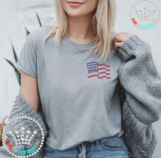 American Flag POCKET Wave or Heart Spangle Transfer #30132