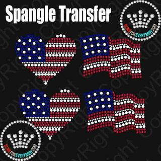 American Flag POCKET Wave or Heart Spangle Transfer #30132