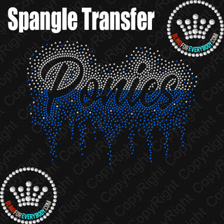 Ponies Scatter with Drip Straight Split Spangle Transfer #30144A