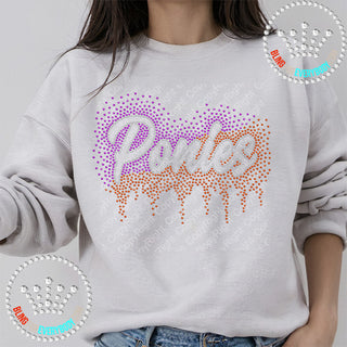 Ponies Scatter with Drip Right Angle Split Spangle Transfer #30152