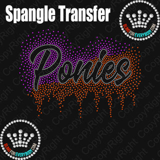 Ponies Scatter with Drip Right Angle Split Spangle Transfer #30152