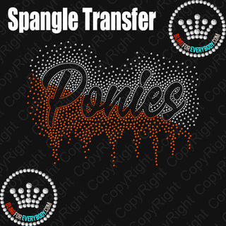 Ponies Scatter with Drip Left Angle Split Spangle Transfer #30153