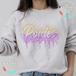 Ponies Scatter with Drip Middle Split Spangle Transfer #30154