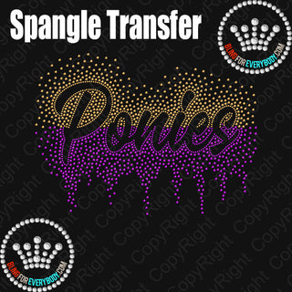 Ponies Scatter with Drip Middle Split Spangle Transfer #30154