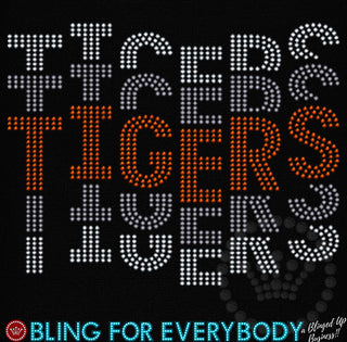 Tigers Mascot Stagger Wordstack Spangle Transfer #3021