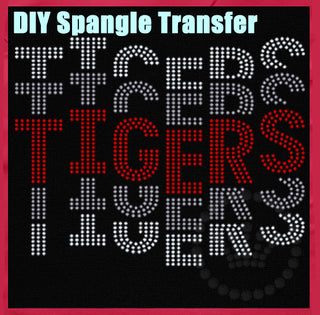 Tigers Mascot Stagger Wordstack Spangle Transfer #3021
