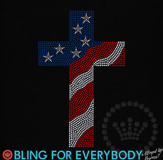 Cross Bearing American Flag Spangle Transfer