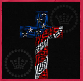 Cross Bearing American Flag Spangle Transfer