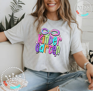 Kindergarten Bow Bright Graphic Print Unisex Short Sleeve Tee #31412