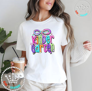 Kindergarten Bow Bright Graphic Print Unisex Short Sleeve Tee #31412