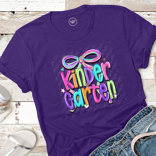 Kindergarten Bow Bright Graphic Print Unisex Short Sleeve Tee #31412
